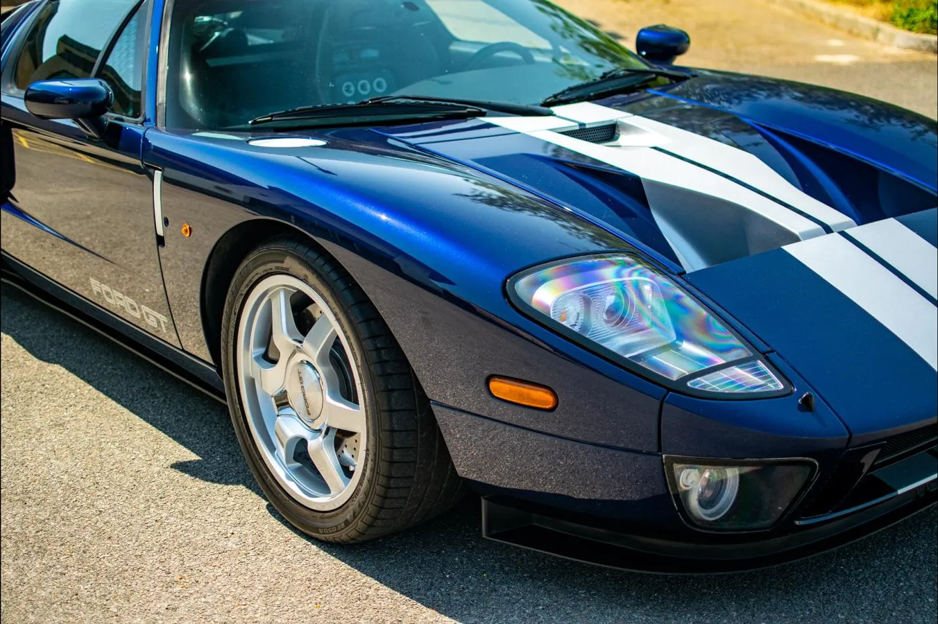 Blue Ford GT front quarter
