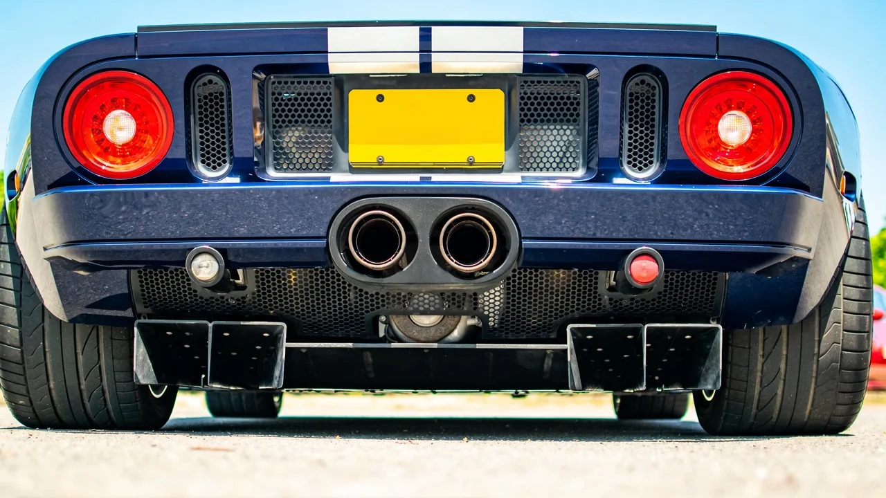 Blue Ford GT rear and exhausts