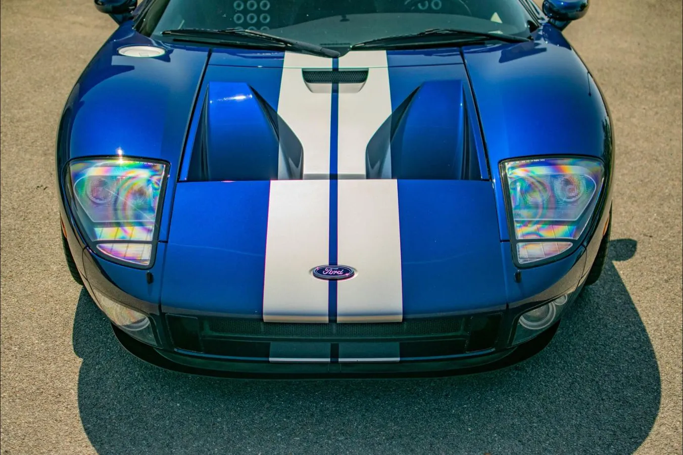 Blue Ford GT overhead